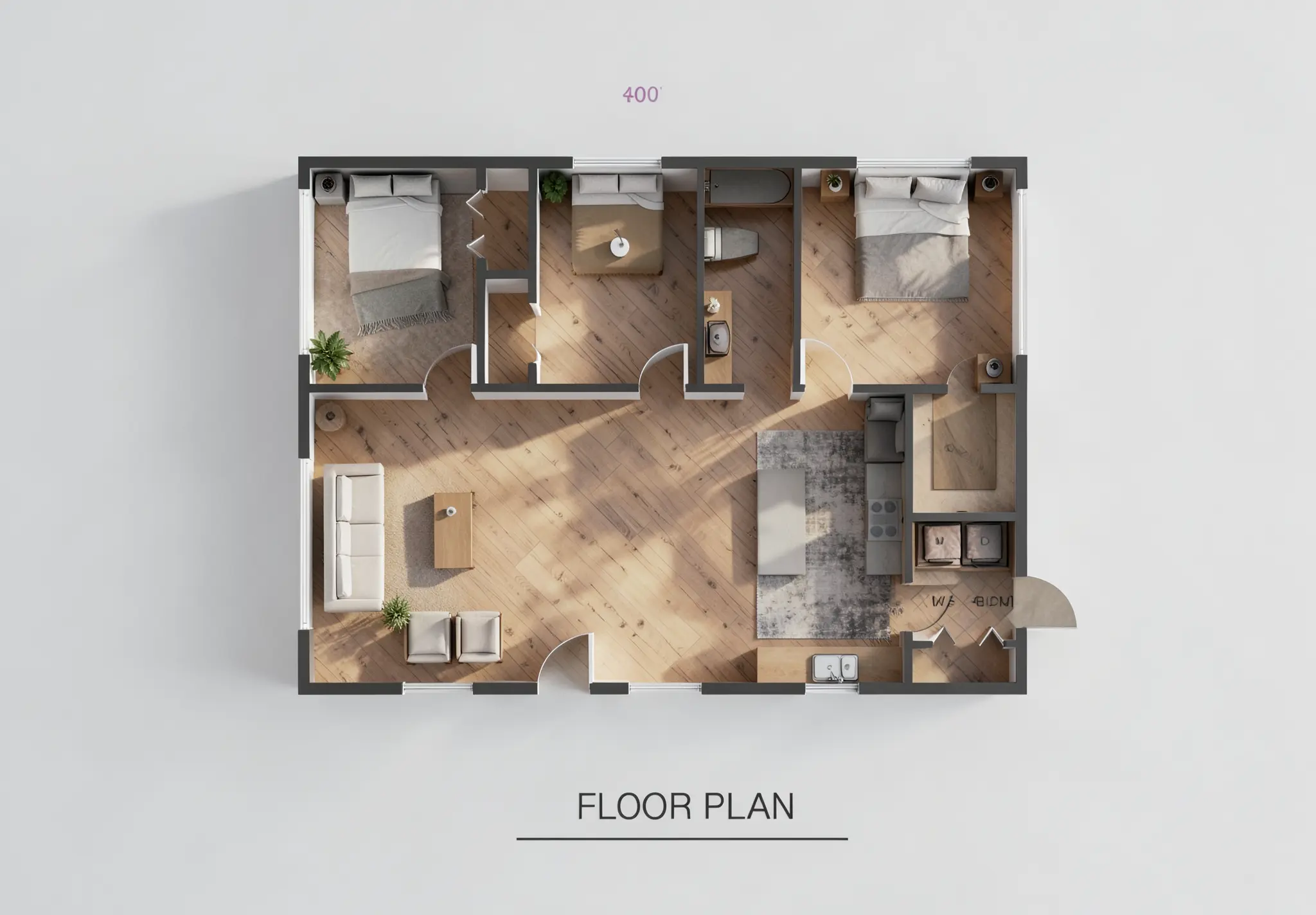 A rendered floor plan generated from a floor plan workflow.