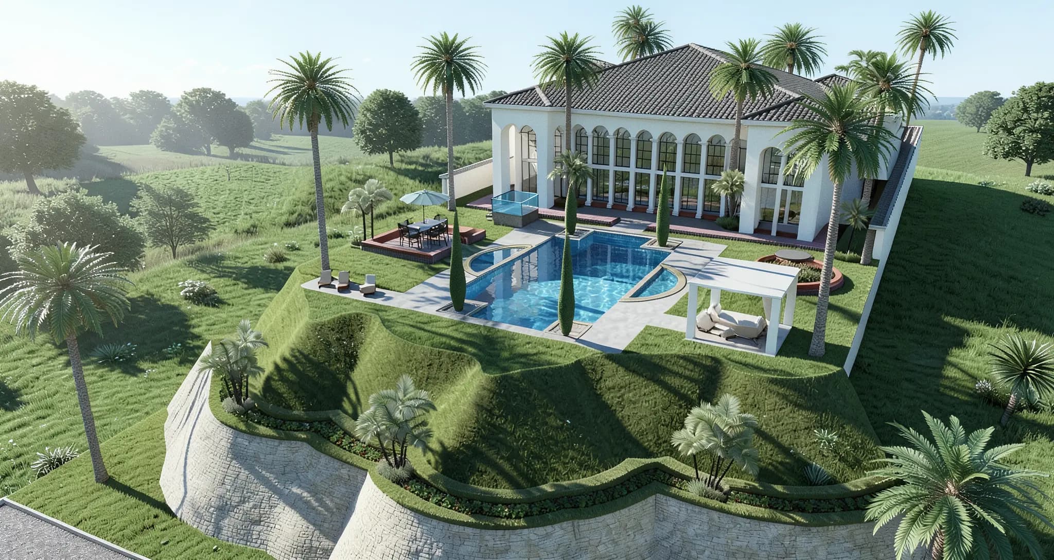 A photorealistic exterior render produced from the captured model.